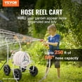 thumbnail image 3 of VEVOR Hose Reel Cart, Hold Up to 250 ft of 5/8’’ Hose, Garden Water Hose Carts Mobile Tools with 4 Wheels, Heavy Duty Powder-coated Steel Outdoor Planting with Storage Basket, for Garden, Yard, Lawn, 3 of 9