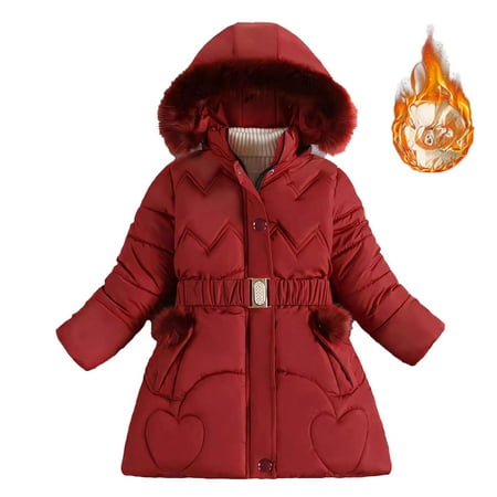 Toimothcn Girls Winter Jacket Simple Solid Color Long Sleeve Hooded Down Jacket Hooded Thickened Warm Loose Fit Zipper Up Winter Coat Comfy Girls Clothing