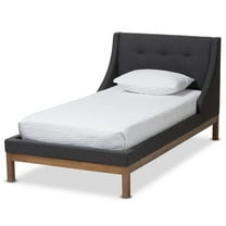 Bowery Hill Upholstered Twin Platform Bed in Dark Grey