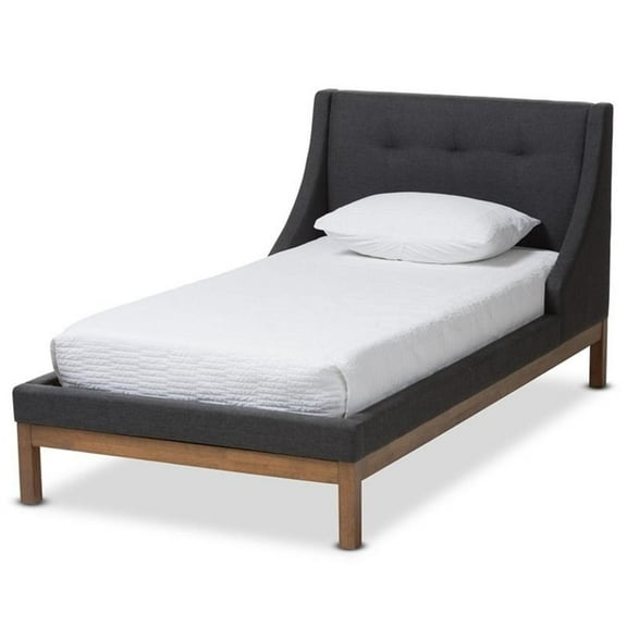 Bowery Hill Upholstered Twin Platform Bed in Dark Grey