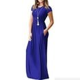 thumbnail image 4 of SMihono Robe Maxi Bohème d'Été pour Femmes Grande Taille Mode Femmes Décontractée Col Rond Été Manches Courtes Unie Ample Poches Longue Robe Plage Évasée Robe d'Été, 4 of 4