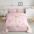 thumbnail image 2 of Manfei Cute Cartoon Princess Full Size Comforter Sets,Fairy Tale Castle Bedding Comforter Set,Colorful Rainbows Unicorn Bedding Sets For Girls Kids,Luxury Bedroom Decor Reversible,3 Pieces, 2 of 8