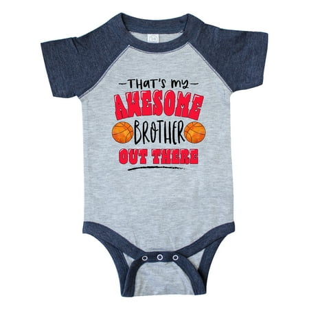 

Inktastic That s My Awesome Brother Out There with Basketballs Gift Baby Boy or Baby Girl Bodysuit