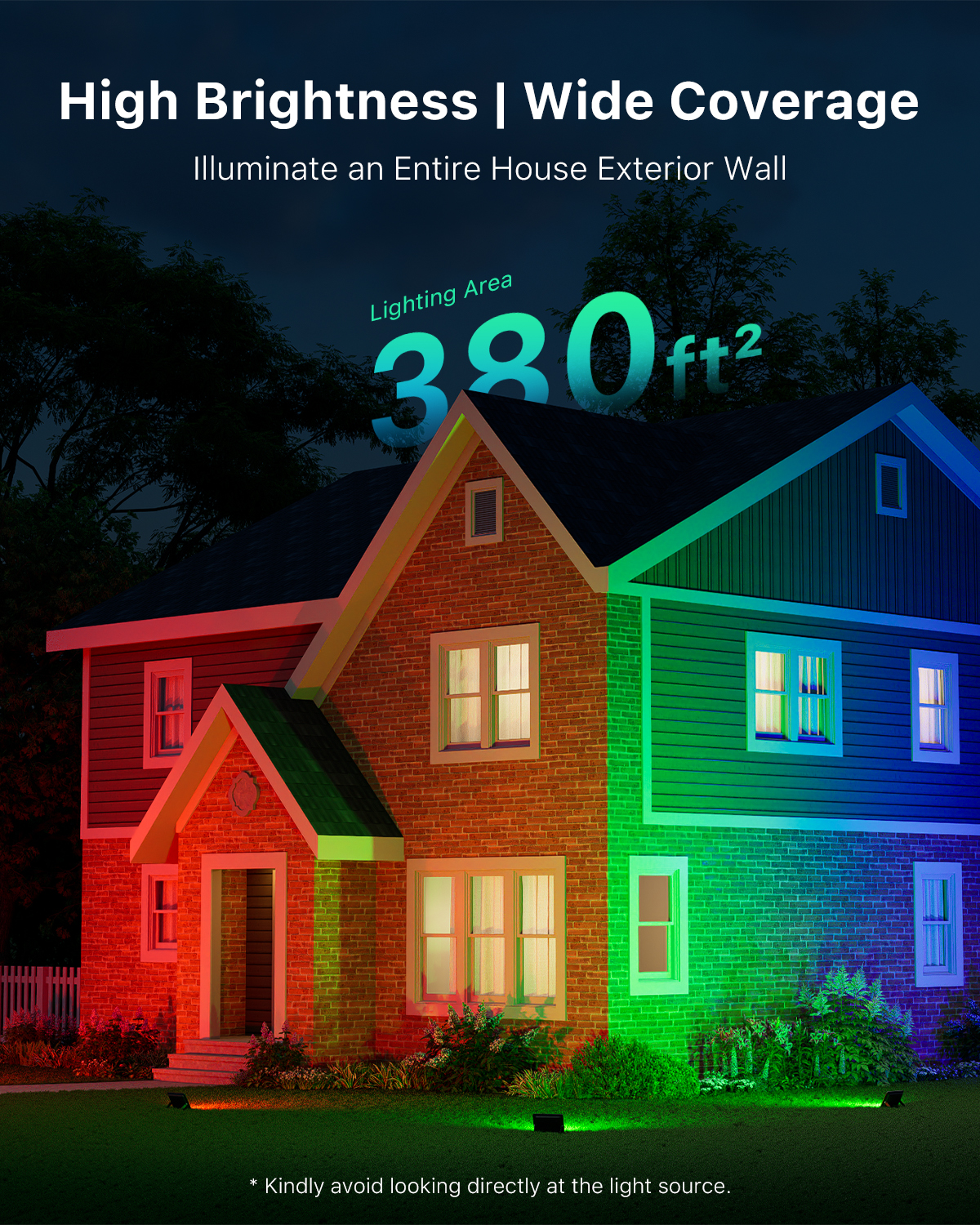 2 Pack 50W Led Flood Lights 500W Equi Color Change with Remote Waterproof 16 Multicolor Lamp Indoor Outdoor Up Lighting for Wall Decoration, Garden