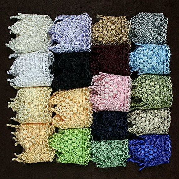 Altotux 2.75" Gold Lilac Gray Pink Olive Embroidered Venice Lace Trim By 15"