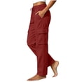 thumbnail image 3 of Jovrlynd Women's Cargo Pants Drawstring High Waisted Straight Leg Fall Pants, S-2XL, 3 of 7