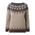 thumbnail image 4 of CCRFTGI Fair Isle Sweaters for Women 2025 Fashion Long Sleeve Knit Sweater Pullover Casual Trendy Sweater Lightweight Crewneck Pullover Top Light Brown XL, 4 of 7