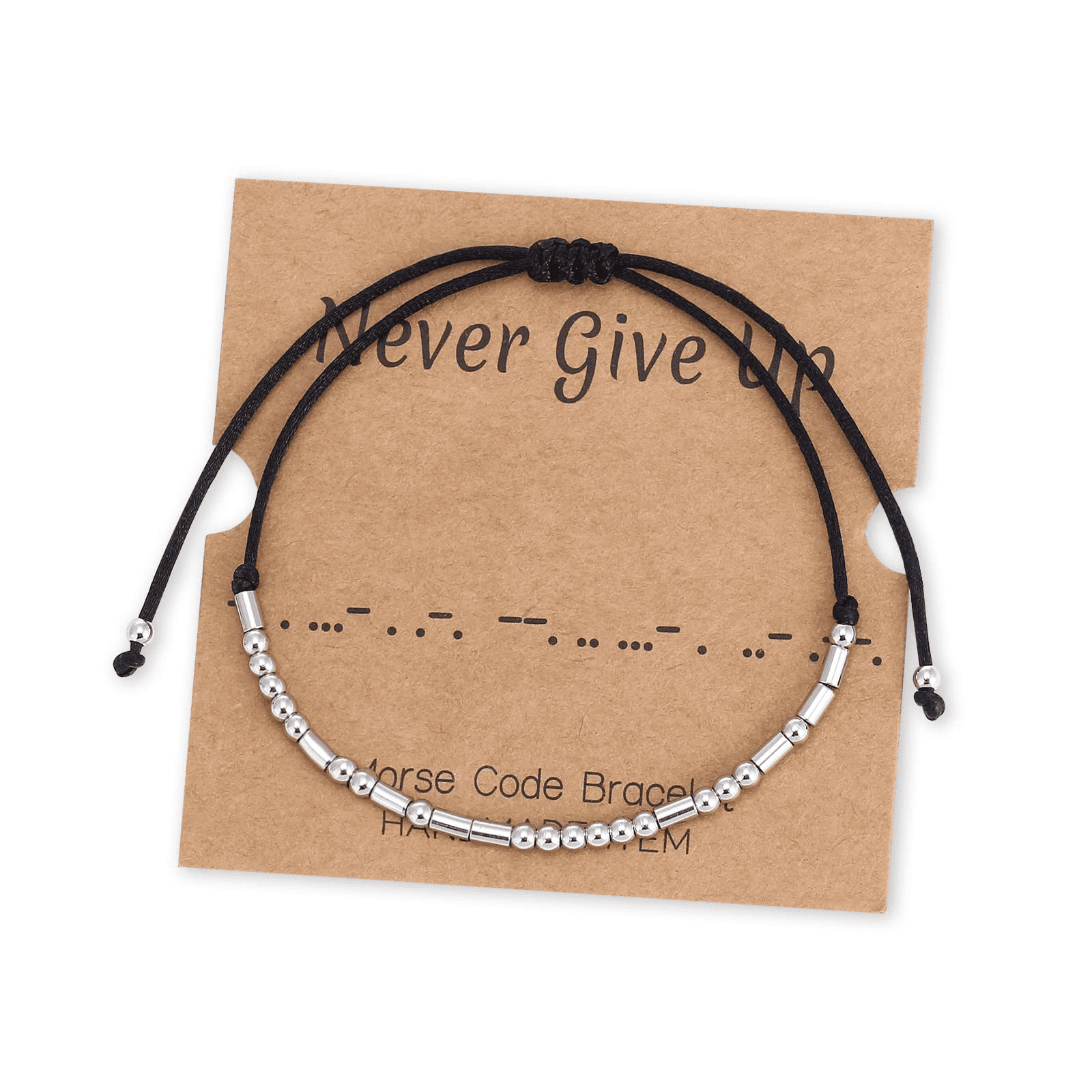Morse Code Bracelets For Women Men Inspirational Morse Code Beads With Cord Handmade Wrap