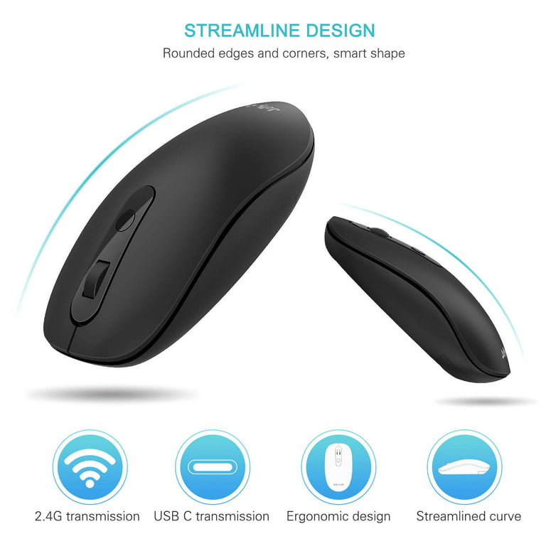 Type C Wireless Mouse, 2.4G USB C Computer Cordless Mice with USB and Type C  Receiver Compatible with Notebook, Computer, PC, Laptop, Computer, MacBook  and all Type-C Device 