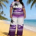 thumbnail image 1 of TaTaai Women's Printed Short Sleeve Two Piece Set Round Neck Crop Top and Pants Casual Lounge Set Stretchy Summer Outfit Gift, 1 of 7