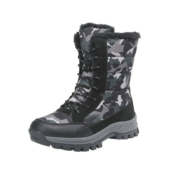 Xiaoxatg Women's Boots Autumn and Winter Thick Soled Warm Outdoor High Top Footwear 6.5 Black