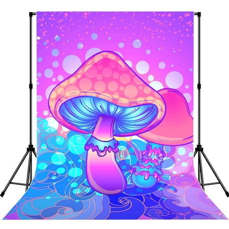 Magic Mushroom Geometry Psychedelic Photography Backdrop 5x7Ft Background for Photo Studio Video Recording Birthday Party Wedding Home Decor