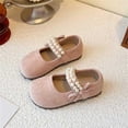 thumbnail image 4 of Bxsruta Toddler Girl Shoes Mary Janes Pearl Beaded Flat Dress Shoes for Kids, 4 of 8