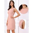 thumbnail image 2 of DARING DIVA Faux Suede Boat Neck Sleeveless Sheath Dress S Pink, 2 of 6