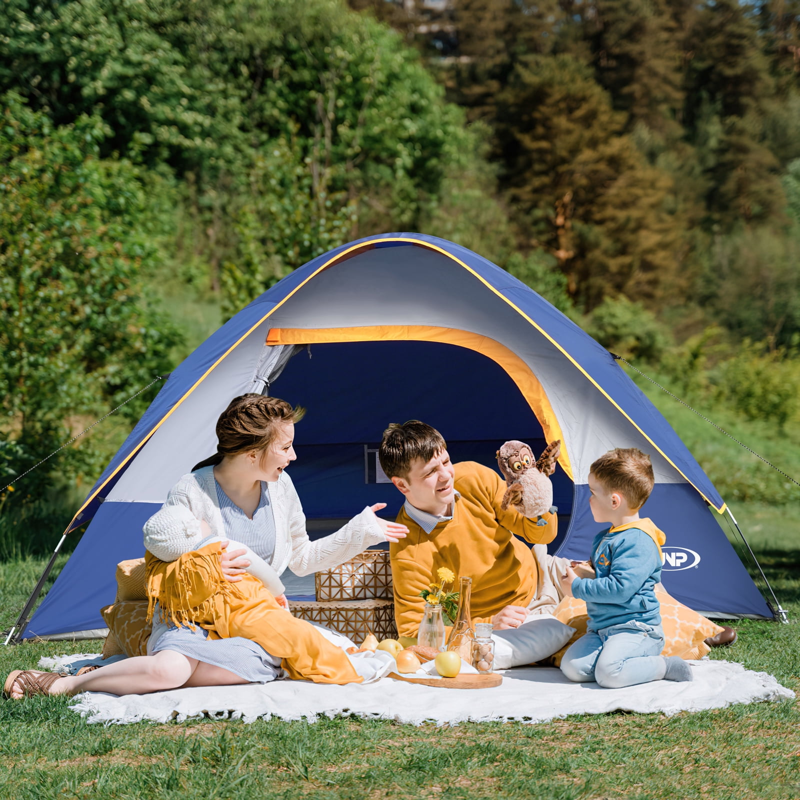 Camping Tent 4 Person, Waterproof Windproof Tent with Rainfly Easy Set up-Portable Dome Tents for Camping, Navy Blue