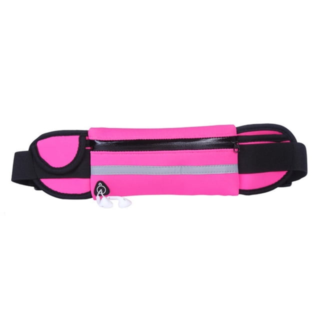 Riñonera para correr, resistente al agua, ajustable, color rosa y rojo