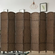Jostyle Room Divider 6ft. Tall Extra Wide Privacy Screen, Folding Privacy Screens with Diamond Double-Weave Room dividers and Freestanding Room Dividers Privacy Screens(Mocha, 8-Panel)