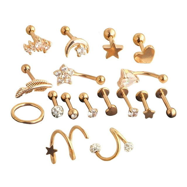 Pendientes de oreja de Acero Inoxidable Zulema 17 piezas Studs para hombres y mujeres