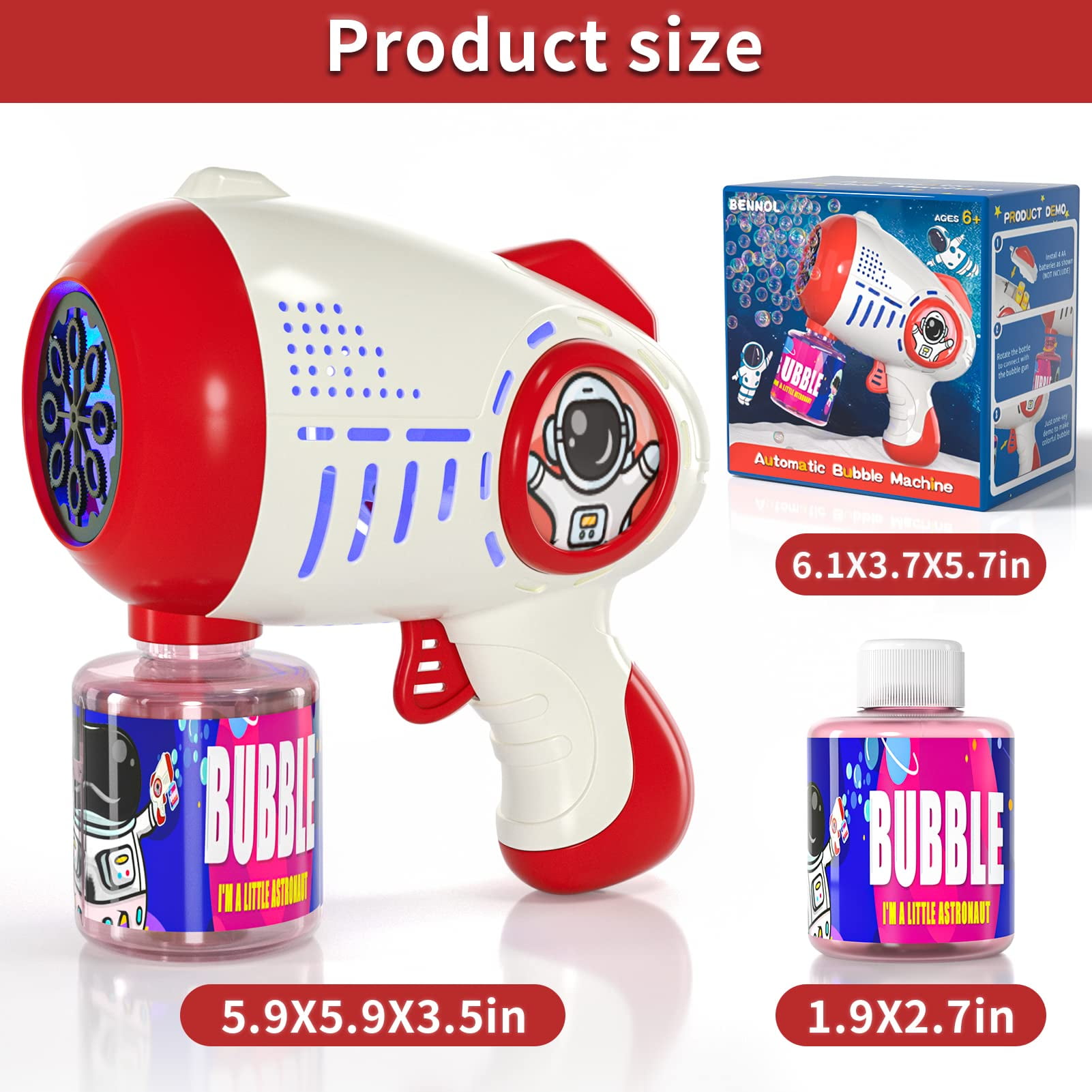 Kids Bubble Shooter Bubble 360° No Leak Automatic Bubble Machine with LED  Light 1 Bubble Solution for Birthday Party Summer Toys Outdoor Activities  for Kids 4-8 Years Old 