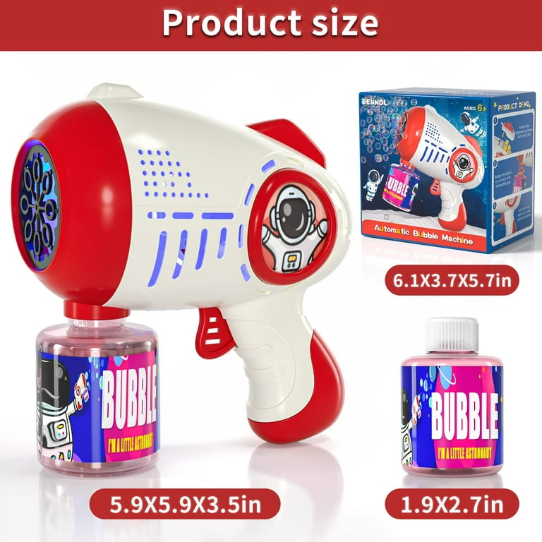 Bubble Gun For Kids With 360 Leak-proof Design, Machine Gun With Light, blower Machine 5000+ Bubbles/ Minute,outdoor Bubble Toy With 1 Bubble  Solutio