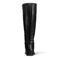 thumbnail image 3 of MICHAEL KORS Womens Black Hardware Detail Stretch Finley Round Toe Block Heel Zip-Up Leather Riding Boot 5 M, 3 of 4