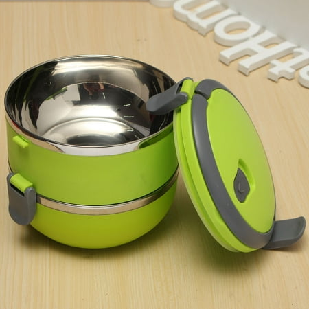 thermal meals container stackable beverages containers lunch portable handle storage airtight seal microwavable tier insulated stainless steel box