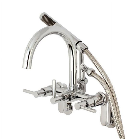 Aqua Vintage AE8151DL Wall Mount Tub Filler with Hand Shower, Polished Chrome - 5.13 x 6.94 x 8.31 in.
