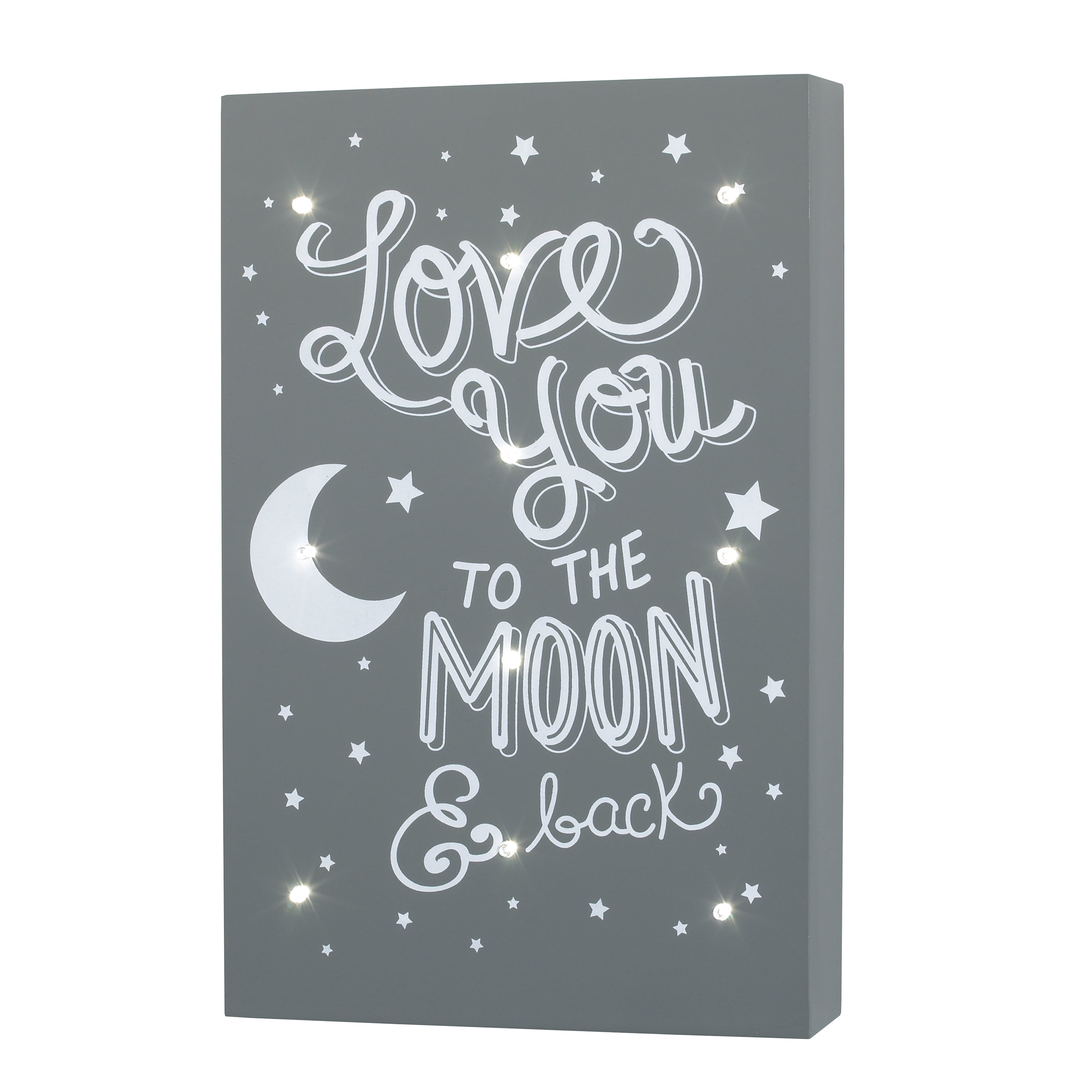 Little Love by NoJo Grey and White To the Moon and Back Lighted Wall Hanging, Nursery, Unisex