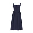 thumbnail image 4 of Cobkk Plus Size Dresses Strap Wrapped Chest Small Fragmented Flowers Solid Color Dress Long Dress Girl Summer Dresses for Women Z-1074 Navy M, 4 of 6