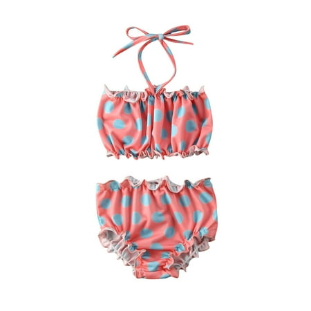 

RUEWEY Girls Polka Dots Print Tankini Suit Swimwear