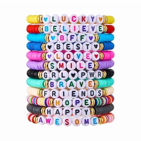 Faty-T Friendship Bracelets Trendy Heishi Clay Bead Bracelets Stack Gold Beaded Stretch Bracelets for Women Boho Stackable Bracelets Bulk Cute Preppy Jewelry