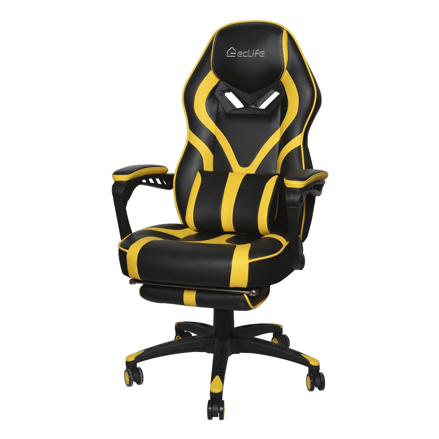 Massage Gaming Chair Ergonomic Office Chair Headrest Lumbar Support Racing Style PU Leather PC High Back Adjustable Swivel Task Chair with Footrest