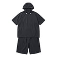 thumbnail image 3 of Maqroz Mens 2 Piece Outfits Short Sleeve Half Zip Hooded Pullover Shirts Drawstring Shorts Casual Athletic Activewear Summer Lightweight Windbreaker Tracksuits, 3 of 4