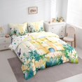 thumbnail image 3 of Feelyou Kawaii Yellow Castle Bedding Comforter Set 7pcs for Girl, Dreamy Fairy Tale Queen Bedding Sets, Spring Garden Floral Reversible Queen Sheet Sets, Super Cozy Room Decor, 3 of 7