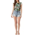 thumbnail image 2 of Allegra K Women's Summer Boho Boat Neck Lace Cap Sleeve Hawaiian Floral Blouse Top, 2 of 5