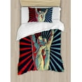 thumbnail image 1 of Music Twin Size Duvet Cover Set, Hand in Heavy Rocker Sign Musical Universal Gesturing Thunder Bolts Party People, Decorative 2 Piece Bedding Set with 1 Pillow Sham, Multicolor, by Ambesonne, 1 of 3