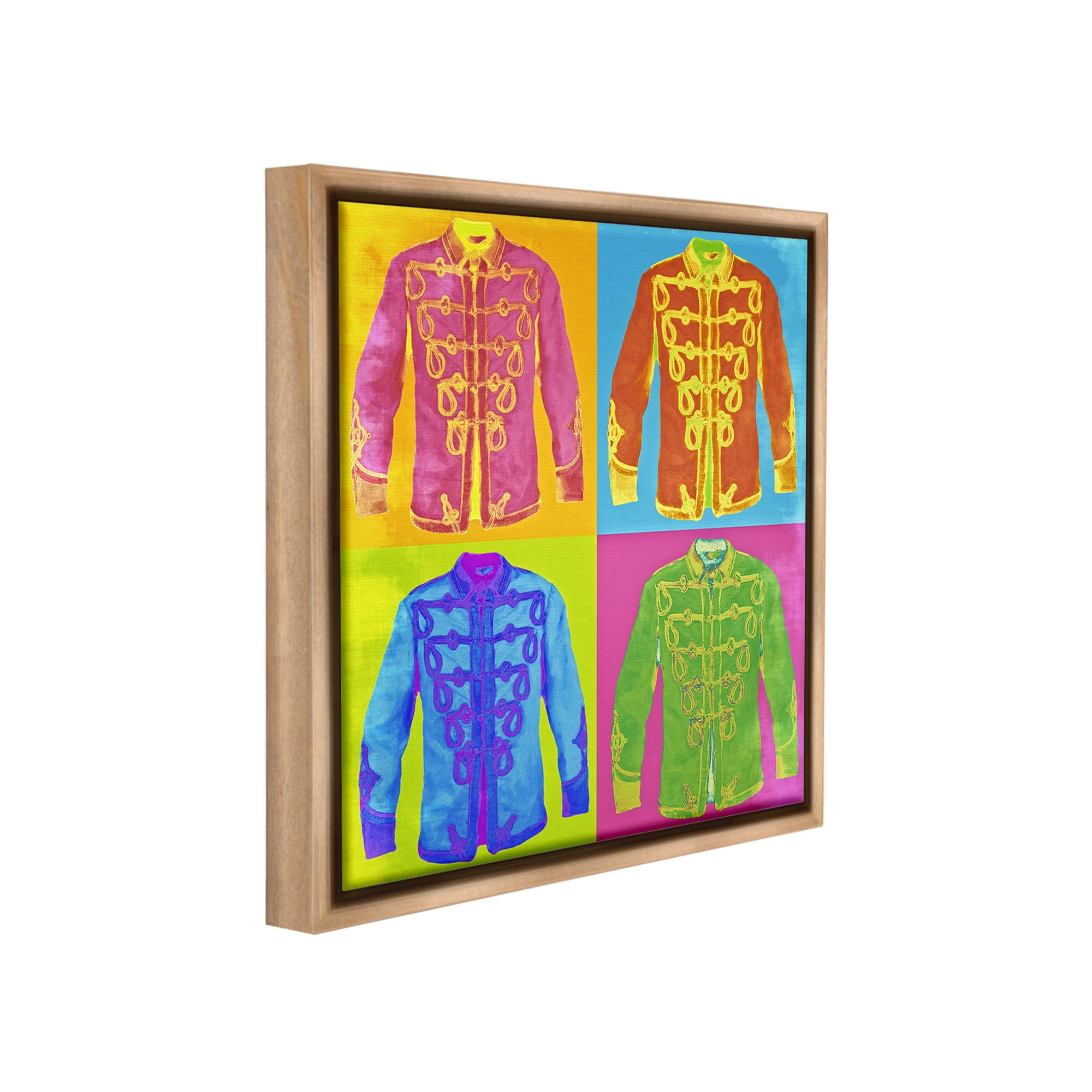 Stupell Industries Modern Hue Jackets Abstract Painting Brown Floater Framed Canvas Art Print Wall Art, 18 x 18