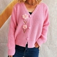 thumbnail image 4 of Women's V-neck Long-sleeved Floral Ornament Knitted Sweater Cardigan, 4 of 4