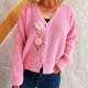 thumbnail image 5 of Ailaofu Women's Long Sleeve Knit Sweater Open Front Cardigan Button Loose Outerwear, 5 of 5