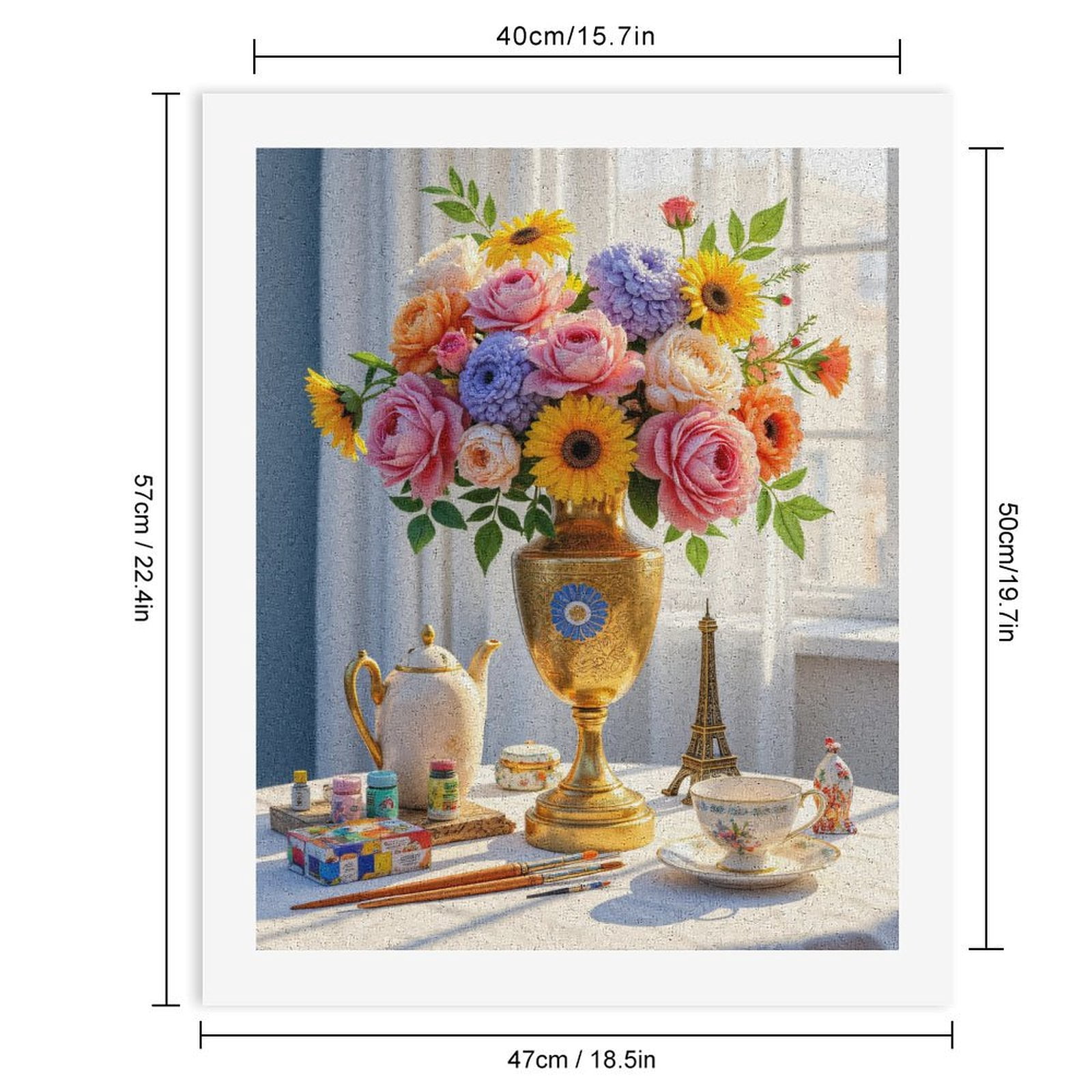 Paint By Numbers Kit for Adults Beginner - DIY Vibrant Floral Still Life Art Table Canvas Painting Kits for Adults, Frameless Paint By Number for Adults for Home Wall Decor 16x20 Inch