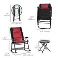 thumbnail image 2 of Red 3-Piece Patio Rocking Chair Set with Table | Outdoor Bistro Seating for Garden, Deck & Backyard Relaxation – Foldable & Comfortable, 2 of 7