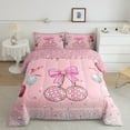 thumbnail image 2 of Pink Disco Ball Bedding Set King Size Pink Bow Comforter Set Romantic Pink Balloons Bedding, Cute Preppy Cowgirl Decor Duvet Insert for Bedroom, 1 Comforter 2 Pillowcases, 2 of 6