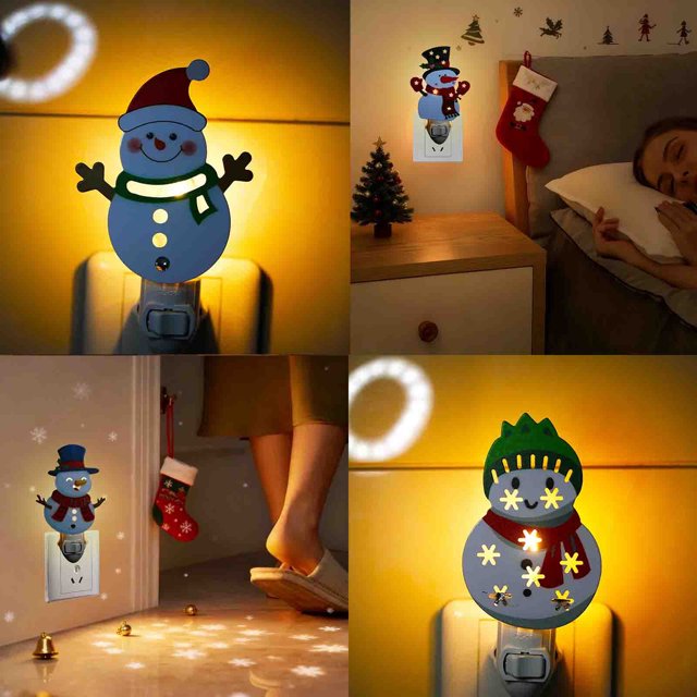 Luz giratoria para la noche de Navidad con enchufa en habitación infantil - Decoración navideña mona con cálido resplandor de 3000K - Regalo para la lámpara de noche para fiesta festiva y dormitorio