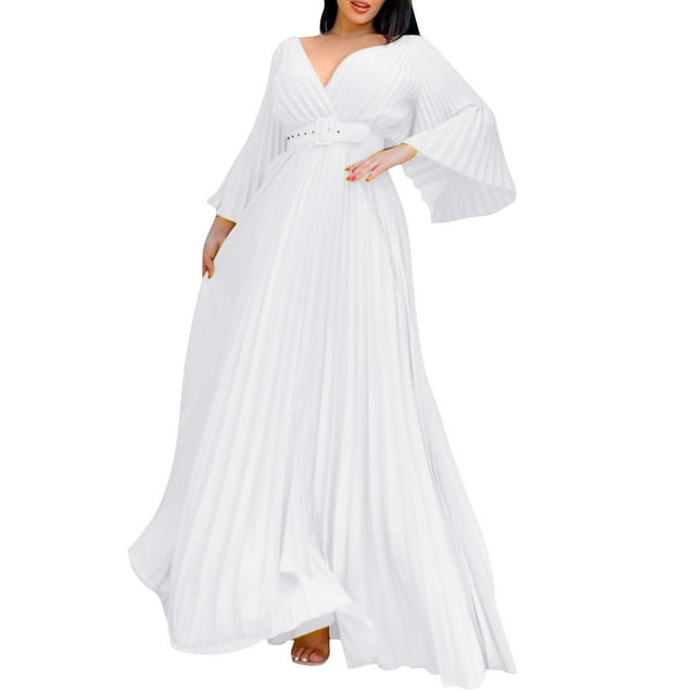 Ketyyh-chn99 Robe d'Invitée de Mariage Robes de Soirée pour Fête de Mariage Robes Dos Nu pour Femmes Robes de Soirée Robe Longue Blanc,m