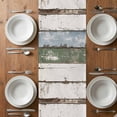 thumbnail image 4 of White Green Blue Table Runner 70 Inches Long,Vintage Wooden Rustic White Daisy Floral Cotton Linen Table Runners Dresser Scarves,Tabletop Scarf Furniture Cover for Home Dinner Party Decor 13"x70", 4 of 8
