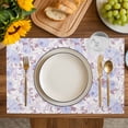 thumbnail image 4 of Purple Flowers Placemats Set of 8, Romantic Botanical Floral Plants Leaves Placemats for Dining Table, Place Mats for Kitchen Tabletop, Waterproof Wipeable Dining Table Mats Set, 4 of 9