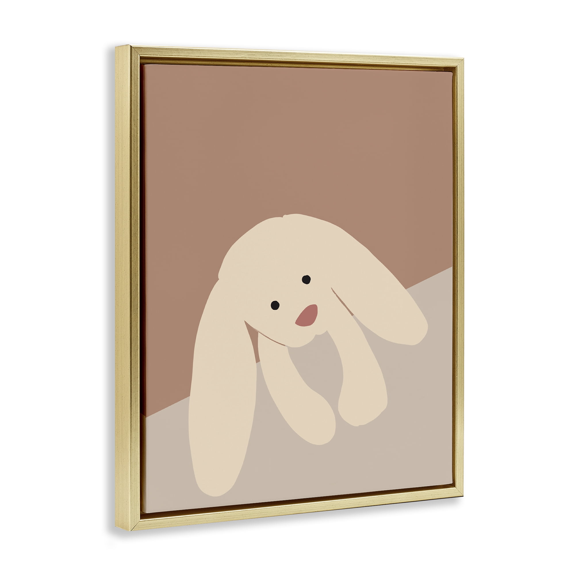 Stupell Industries Simple Floppy Bunny Animals & Insects Painting Gold Floater Framed Art Print Wall Art, 25 x 31
