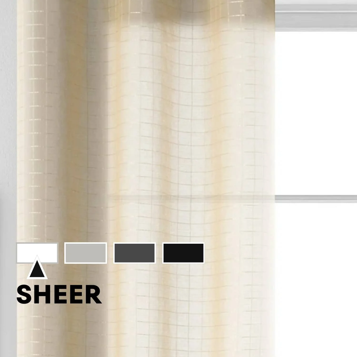(2 pack) Mainstays Windowpane Sheer Curtain Panel Pair, Set of 2, Papyrus Beige, 38" W x 84" L
