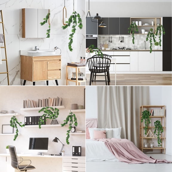 ETEREAUTY Silk Monstera Leaf Hanging Vine Plant for Realistic Natural Look Home Wall Decoration
