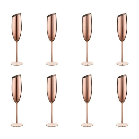 

8 Stainless Steel Champagne Wine Glasses Unbreakable Shatterproof